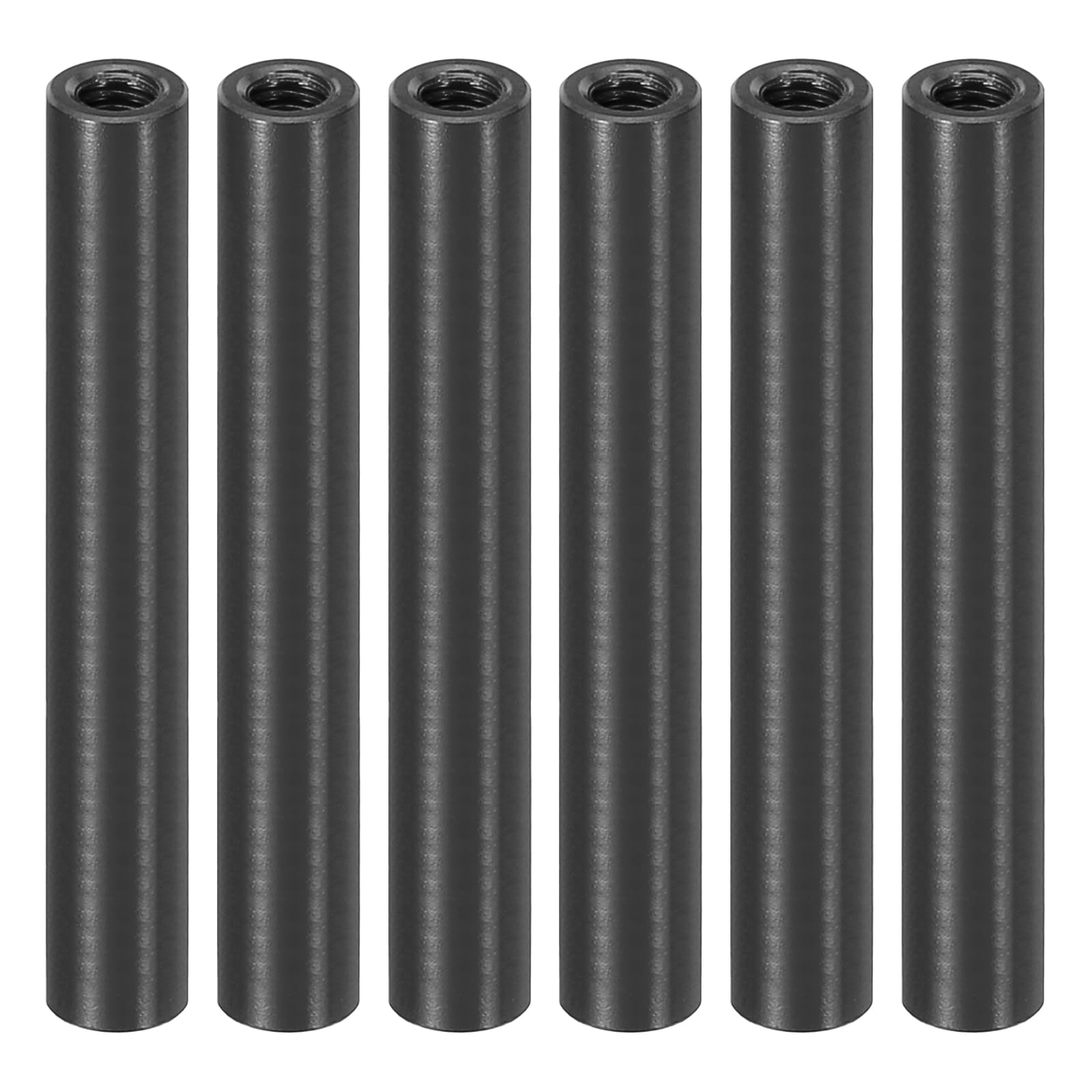 PATIKIL 6pcs M3 Metal Threaded Standoff Spacer Nuts, Round Aluminum Spacers Female Coupling Screws, 1/8" ID x 3/16" OD, Black, (37mm L)