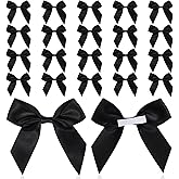 Ymapinc 20Pcs 2.5inch Black Satin Ribbon Bows for Gift Wrapping, Self Adhesive Non-Faded Bows for DIY Crafts Christmas Wedding Birthday Party Decorations