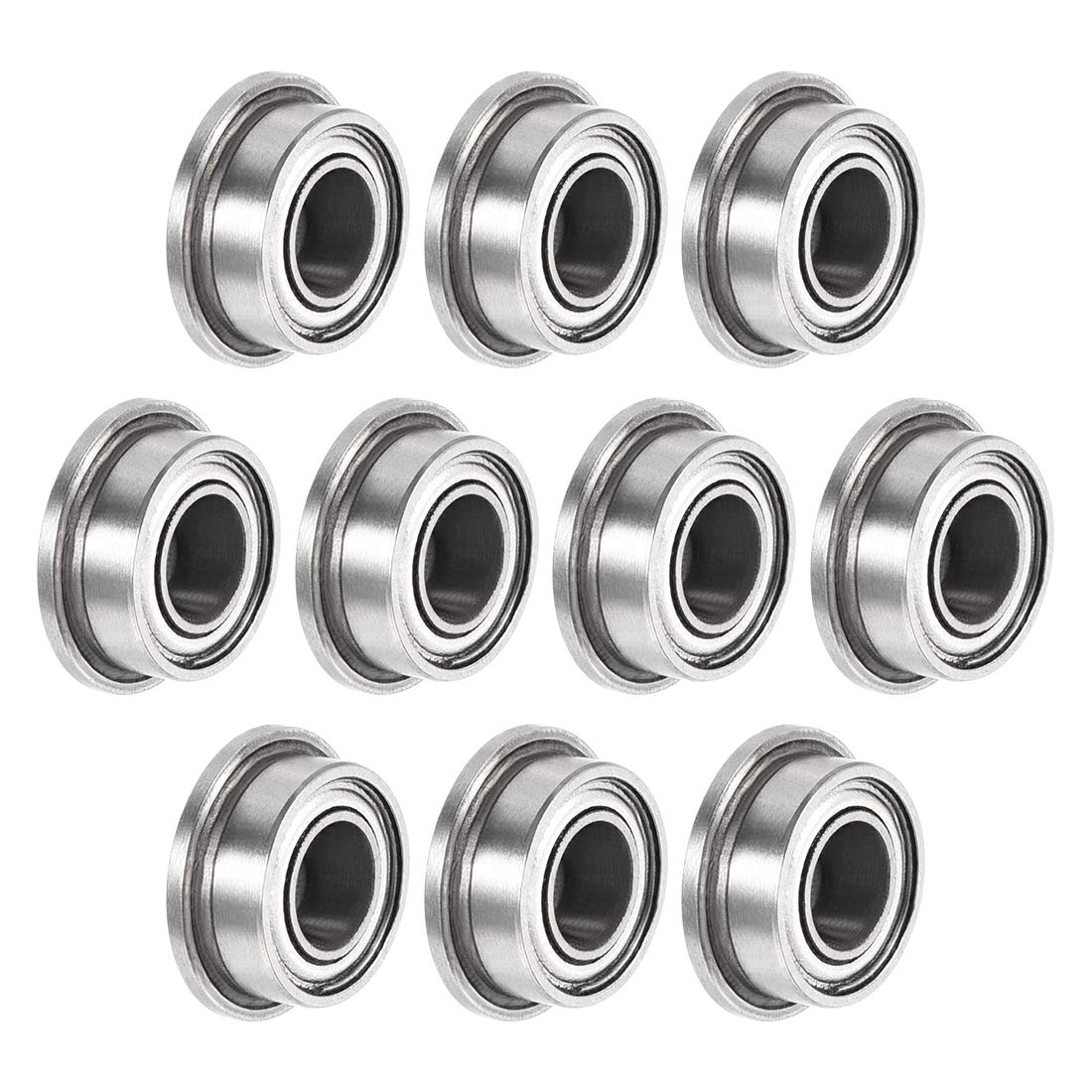 sourcing map MF63zz Flanged Ball Bearing 3mmx6mmx2.5mm Double Shielded Chrome Steel Deep Groove Bearings 10pcs