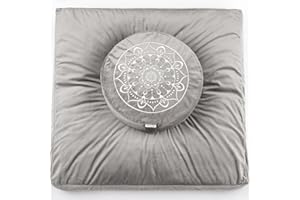 Hihealer Meditation Cushion - Large Velvet Zafu Floor Pillow for Adults and Women - Comfortable Yoga Pillow with Traditional Tibetan Buckwheat Filling for Meditation and Relaxation