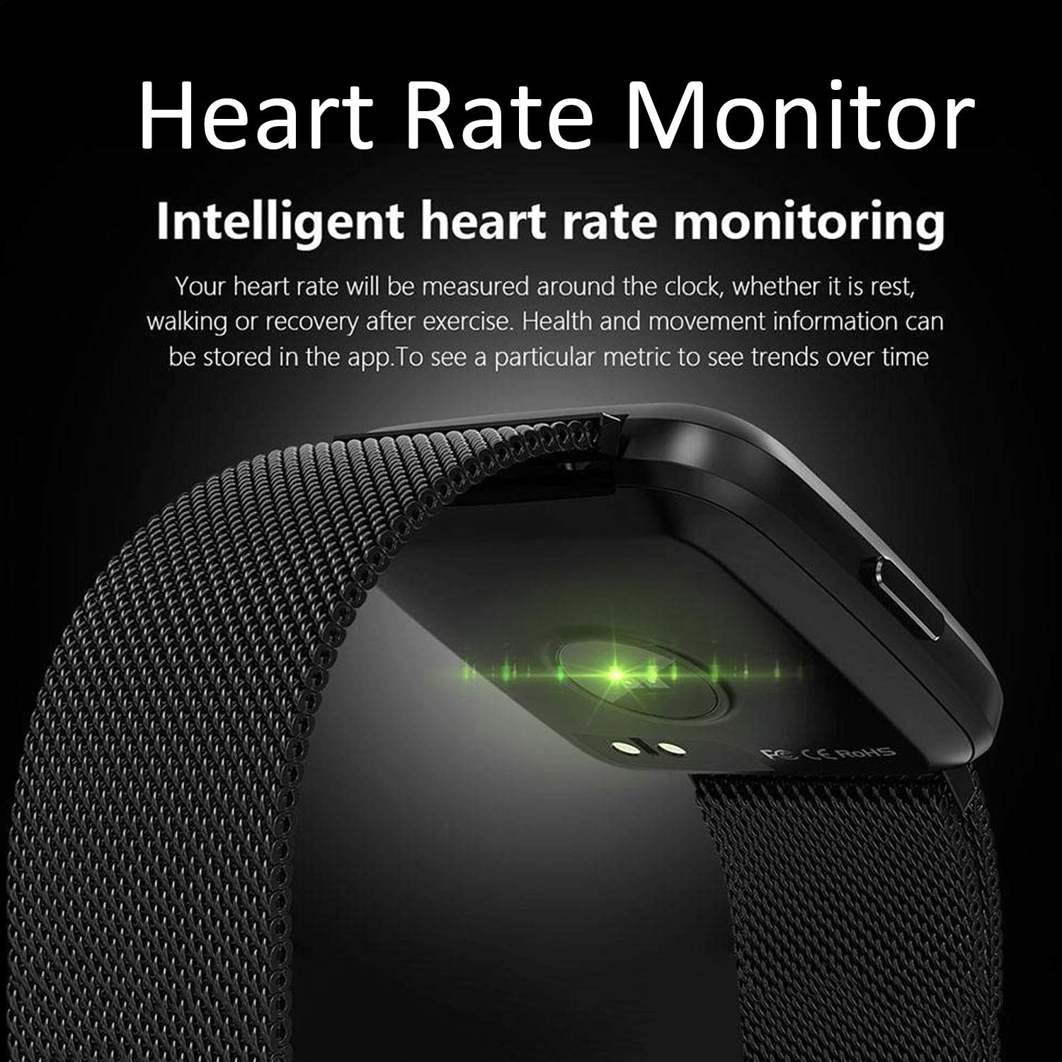 Fitness Tracker HR, Fitness Wristband Watch with Heart Rate Monitor, Waterproof Smart Fitness Band with Step, Calorie Counter, Pedometer Watch for Kids Women and Men