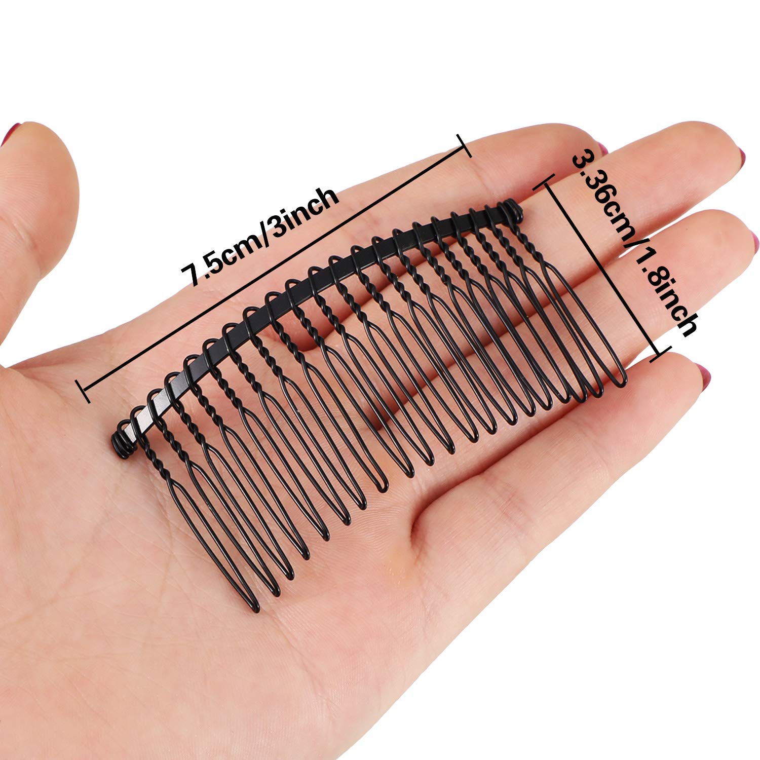 5 Pieces 20 Teeth Hair Clip Combs Metal Wire Hair Combs Wire Twist Bridal Wedding Veil Combs (Black) : Beauty