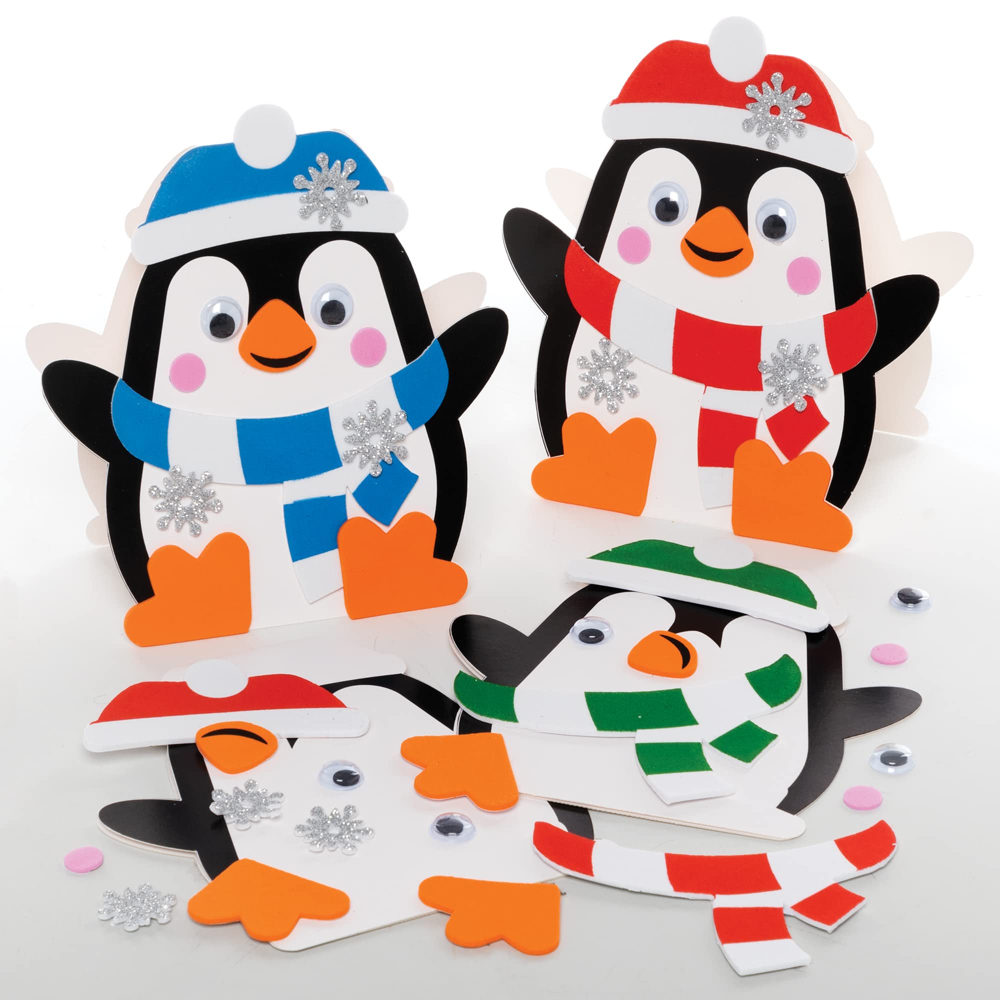 Baker Ross FE834 Penguin Card Kits - Pack of 6, Card Making Kit for Kids, Make Your Own Christmas Cards, Ideal Festive Arts and Crafts Project