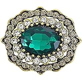 Vintage Austrian Rhinestone Brooch Lapel Shawl Pin for Women Gold Plated Emerald Green Crystal Flower Brooches Pins Dainty for Dress Suit Clothes Accessories Bouquet Corsage Wedding Birthday Jewelry