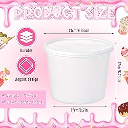 12 Pcs 1 Gallon Ice Cream Buckets with Lids 135 oz