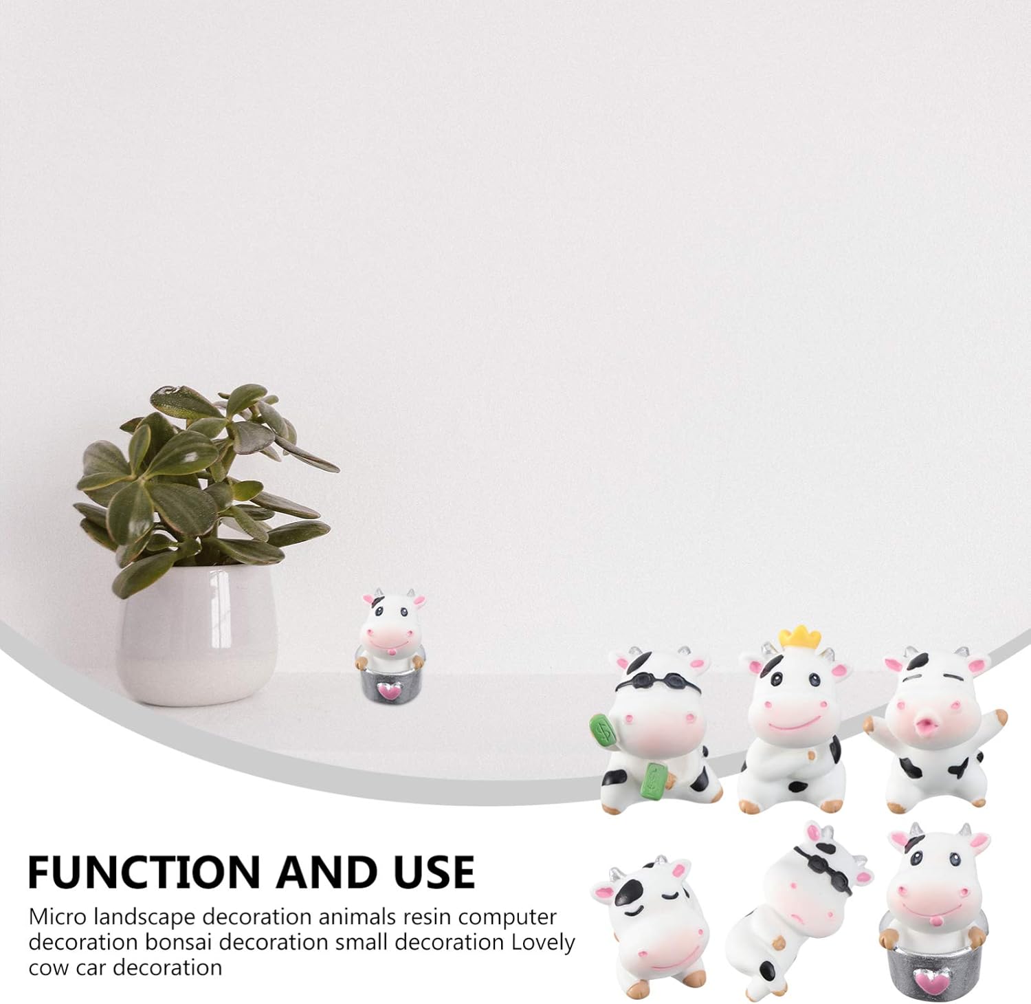 YARNOW 6pcs Miniature Cow Figurines Feng Shui Desk Decor 2021 Chinese Zodiac Ox Cow New Year Car Dashboard Decoration Wealth Lucky Figurine Chinese New Year Gift（Random Style): Kitchen & Dining
