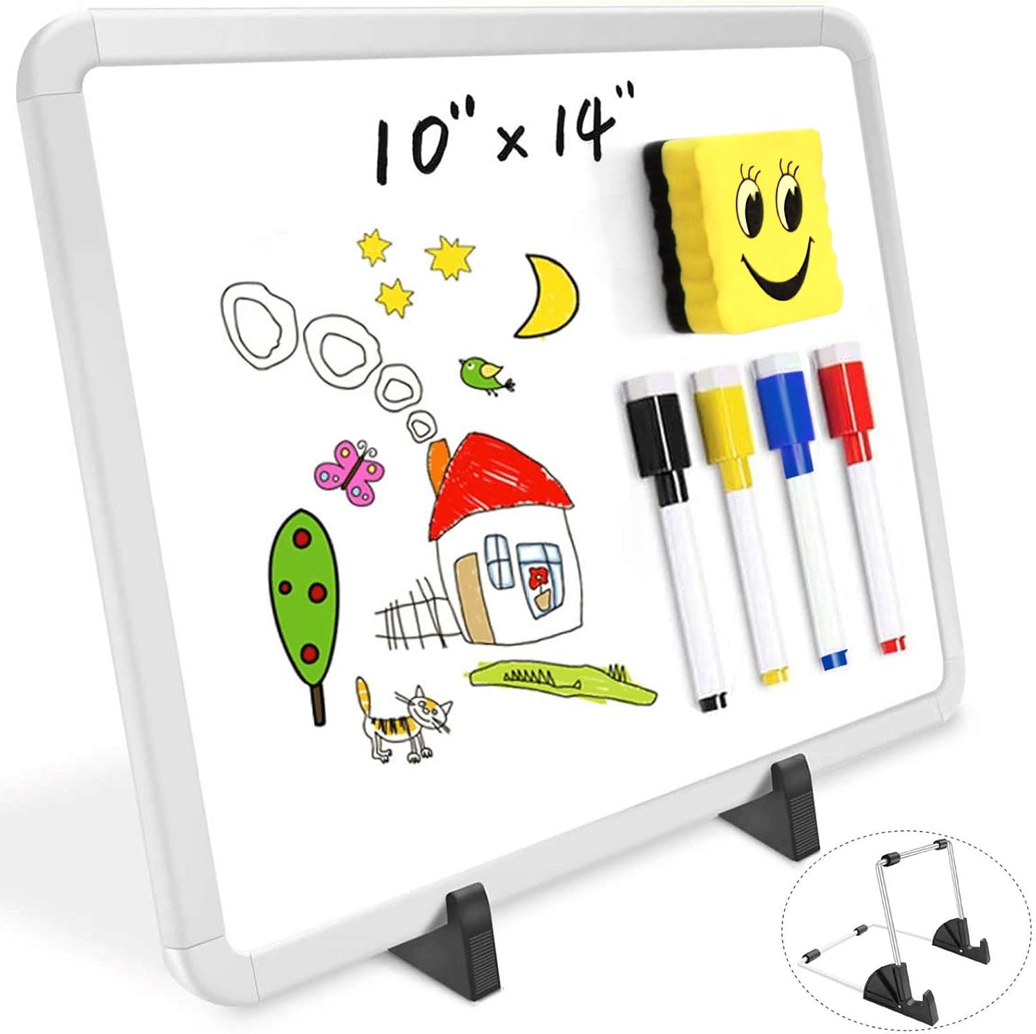 Small Dry Erase White Board 10 x 14", Desktop Whiteboard Easel, Double
