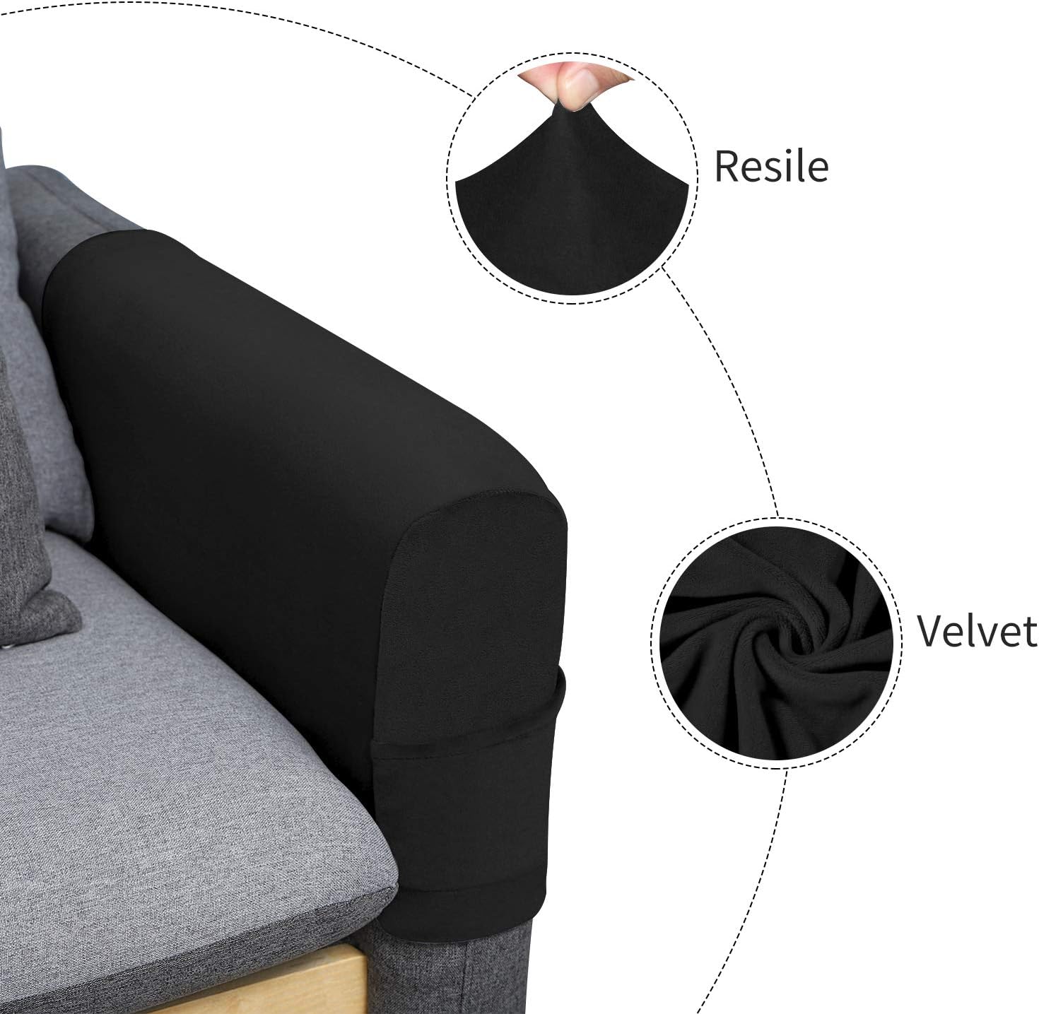 LUSHVIDA Velvet Sofa Armrest Covers - Non-Slip Waterproof Furniture Protector Armchair Slipcovers for Recliner with 3 Pockets, 2 Packs Left Arm: Kitchen & Dining