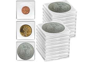 ALCYON Coin Snap Holders, 20 Pieces Silver Dollar Coin Holder, Coin Capsule Storage Box with 5 Size (20/25/30/35/40 mm) Adjustable Gaskets, Coins Collection Supplies for Collectors-(White, 20 pcs)