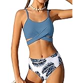 Dearnow Girls Swimsuits Bikini Set Two Piece Bathing Suit Criss Cross Girls' Swimwear with Chest Pad