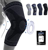 Lexniush Knee Support Brace Men Women Patella Gel Pads Side Stabilizers Black M