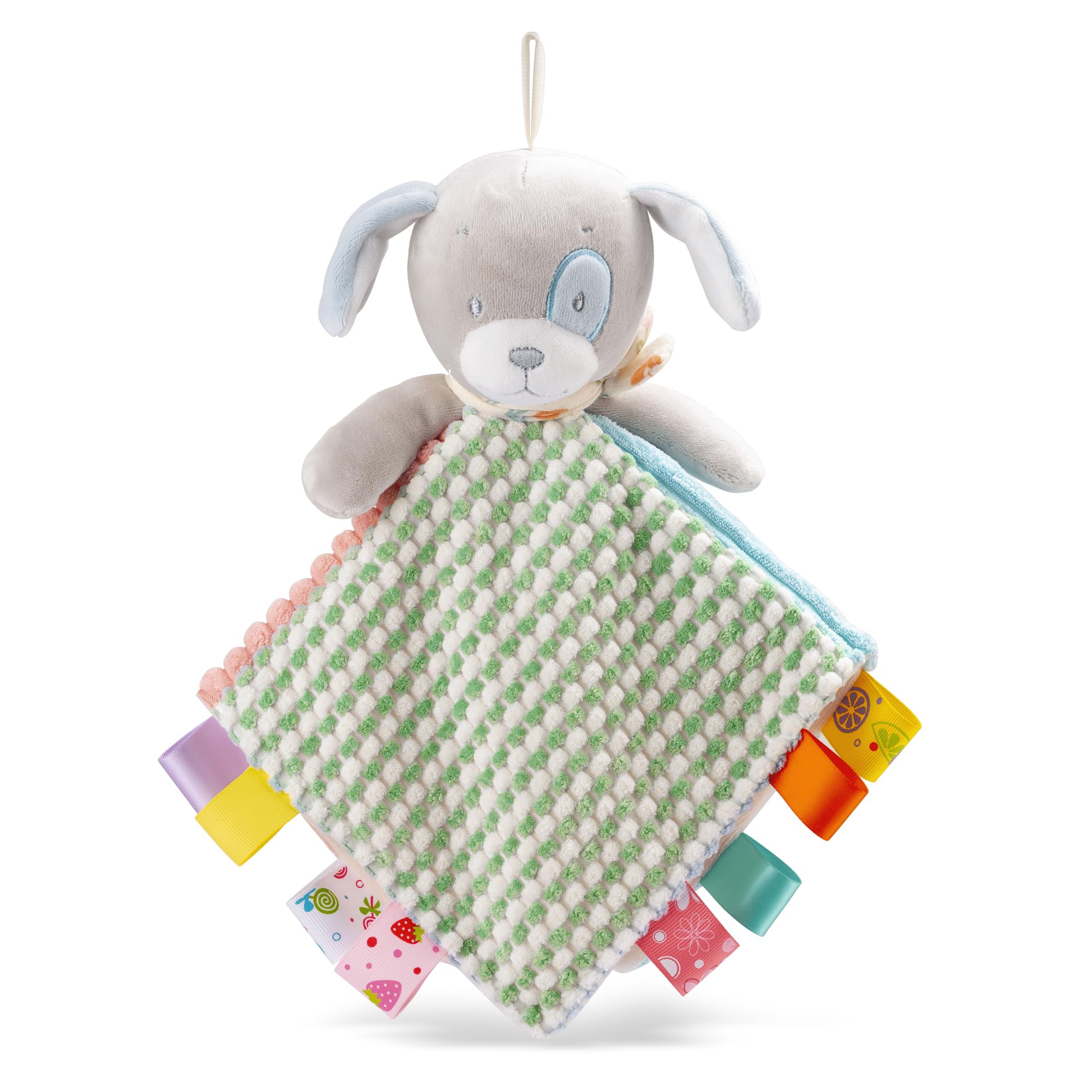 EAQ Newborn Comforters Blanket with Taggies - Soft Baby Sleeping Toy Essentials (Goggie)
