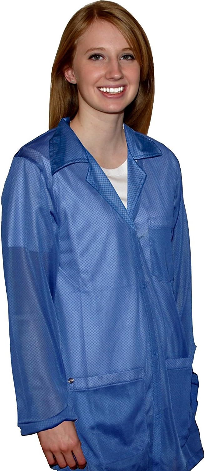 StaticTek Full Sleeve Snap Cuff ESD Jacket | Anti-Static Lab Coat | Certified Level 3 Static Shielding | Light Weight…