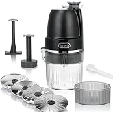 4-Discs Electric Grater, Potato Masher for Creamy Puree, 200W | Home Kitchen Vegetables Chopper, Suitable for Homemade Hash Brown, Spices Veggies Fruits Nuts Biscuits, Black