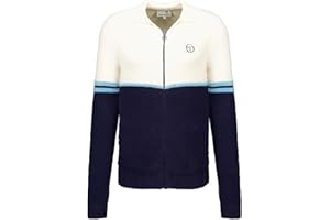 Sergio Tacchini Orion Track Top Jacket, Brushed Knit, Gardenia/Milky Blue/Navy, Full-Zip Sport Design