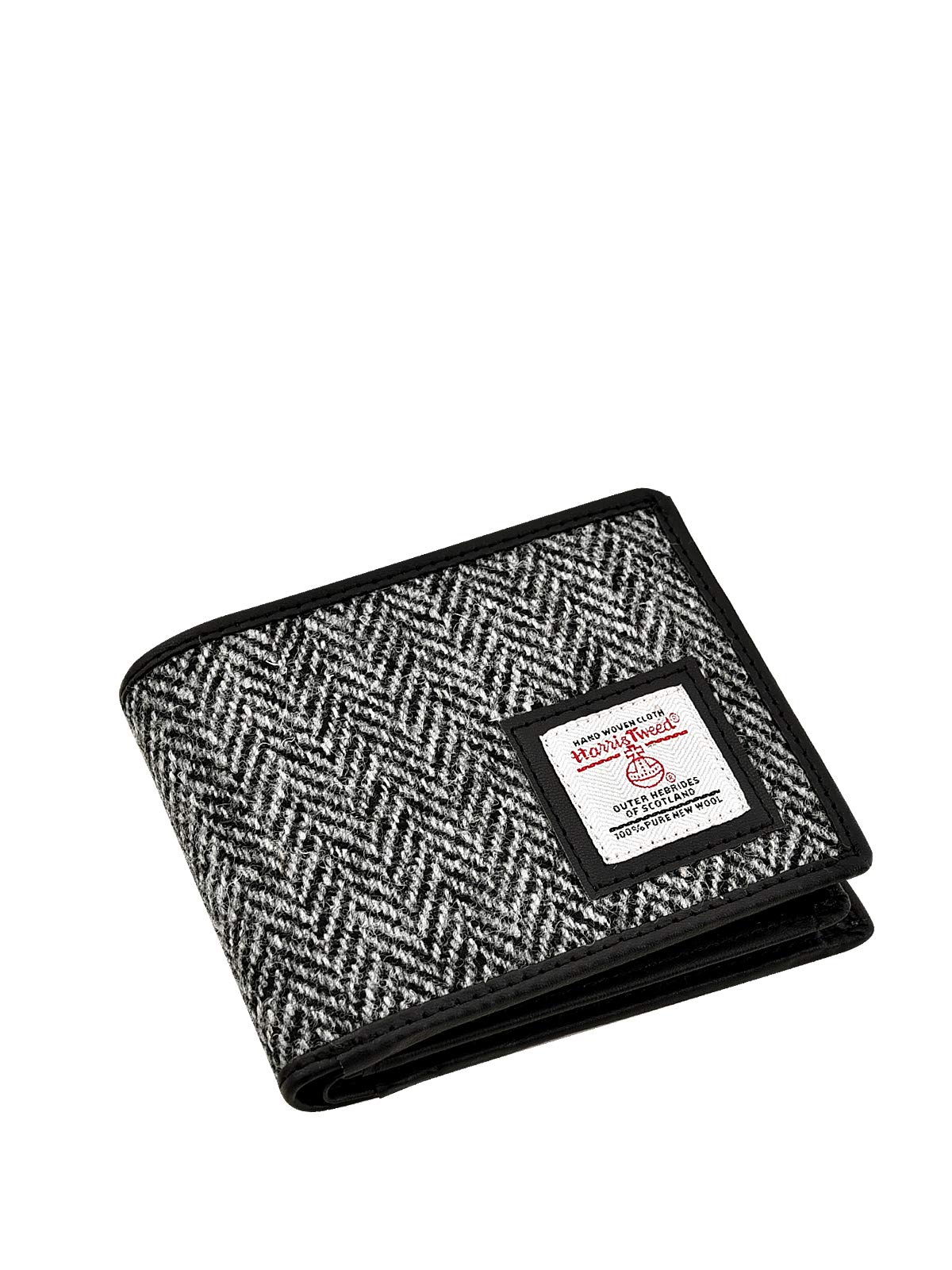 Tartan Tweeds Mens Harris Tweed Trifold Wallet Purse (Grey Herringbone) — image 1