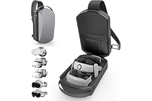 RELOHAS Carrying Case Sling Bag Compatible with Meta Quest 2,3,3S/Vision Pro & 2/Elite Strap/BOBOVR S3 PRO/Kiwi design Battery & ALL SIZE VR Headset Controller Accessories, Crossbody Shoulder Backpack (Grey)