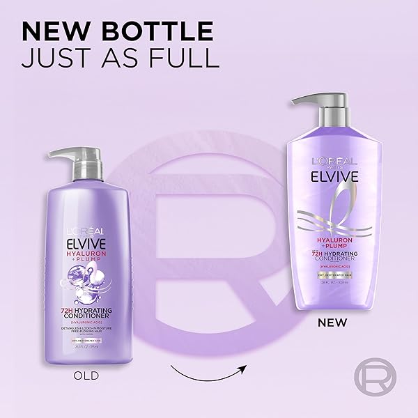 L’OREAL PARIS ELVIVE HYALURON PLUMP HYDRATING CONDITIONER FOR DEHYDRATED, DRY HAIR INFUSED WITH HYALURONIC ACID CARE COMPLEX, PARABEN-FREE, 26.5 FL OZ