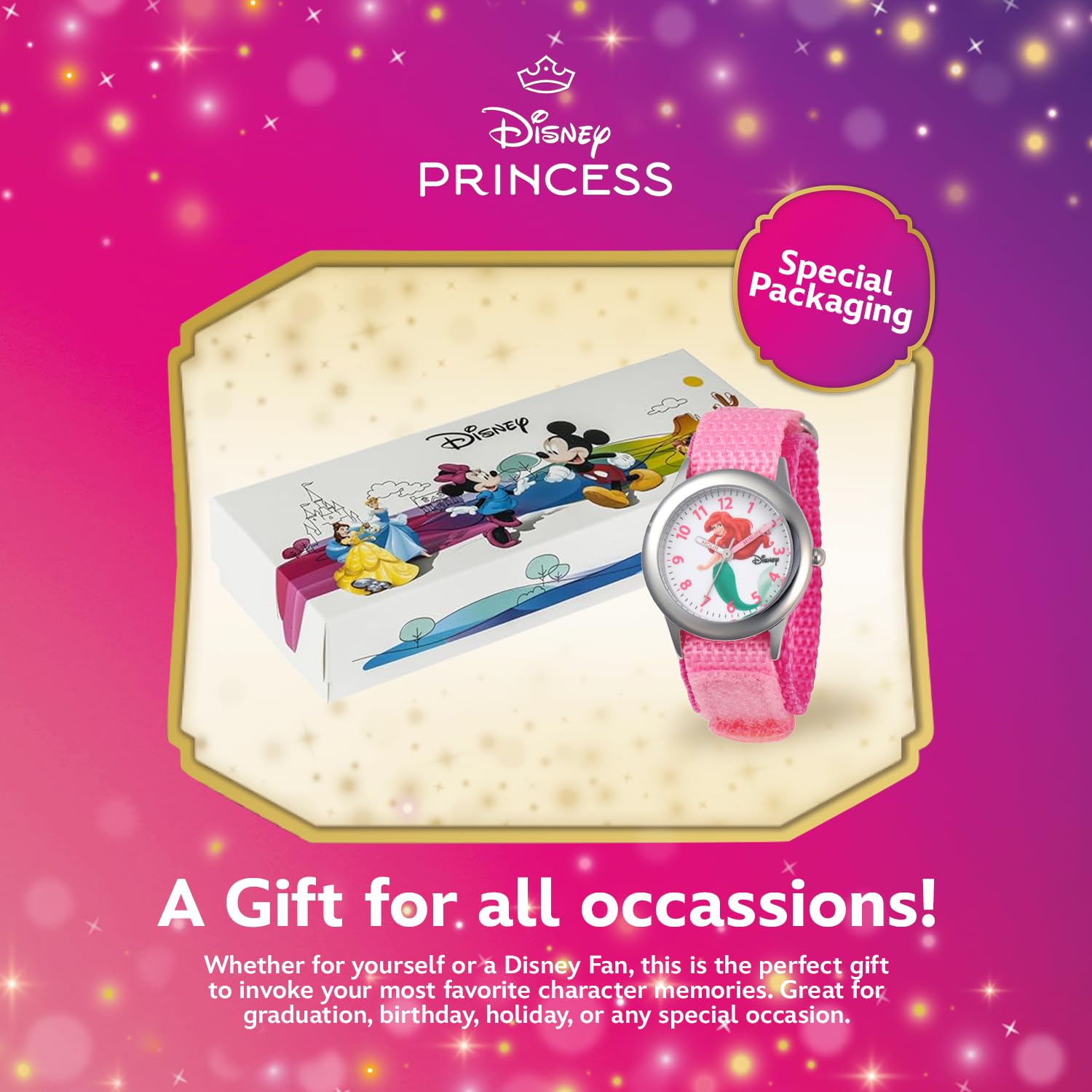 Disney The Princess & The Frog Kids' W002916 Ariel Analog Display Analog Quartz Blue Watch