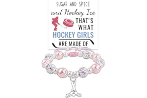 VGWON Hockey Party Favors, Stuff Team Gifts, Hockey Stocking Stuffers Cool Stuff, Presents Charms Bracelet for Friends Family