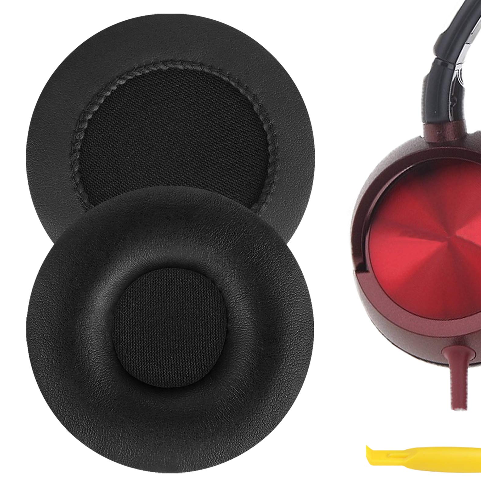 Geekria Protein Leather Replacement Ear Pads for Sony DR-BT101, ZX300, ZX100, DR-ZX102DPV, S500 Headphones Ear Cushions, Repair Parts (Black)