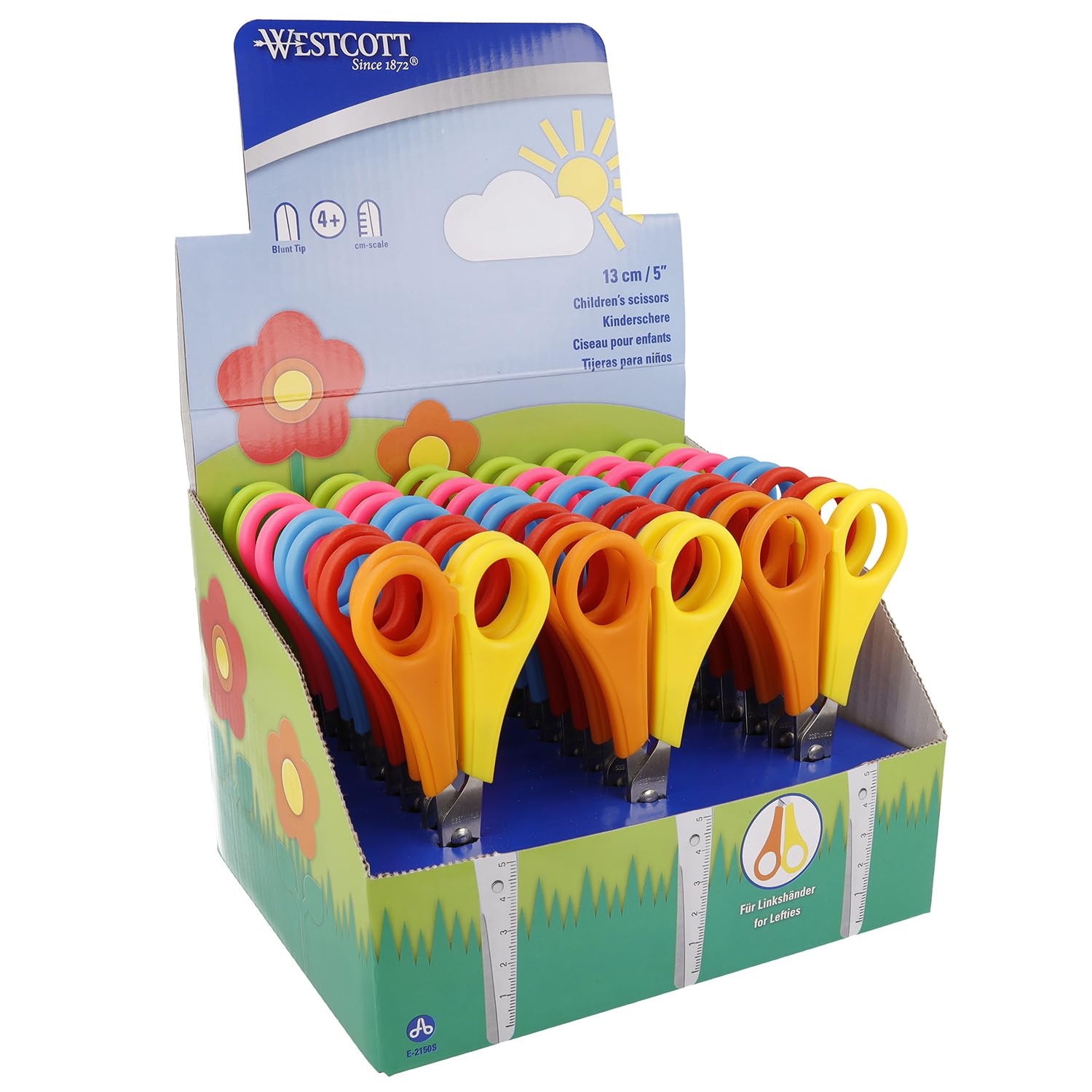 Westcott E-2150S Kids Scissor Witch cm-Scale, Blunt tip, 5"/13 cm, 30 pcs. Assorted, Right- and lefthanded use