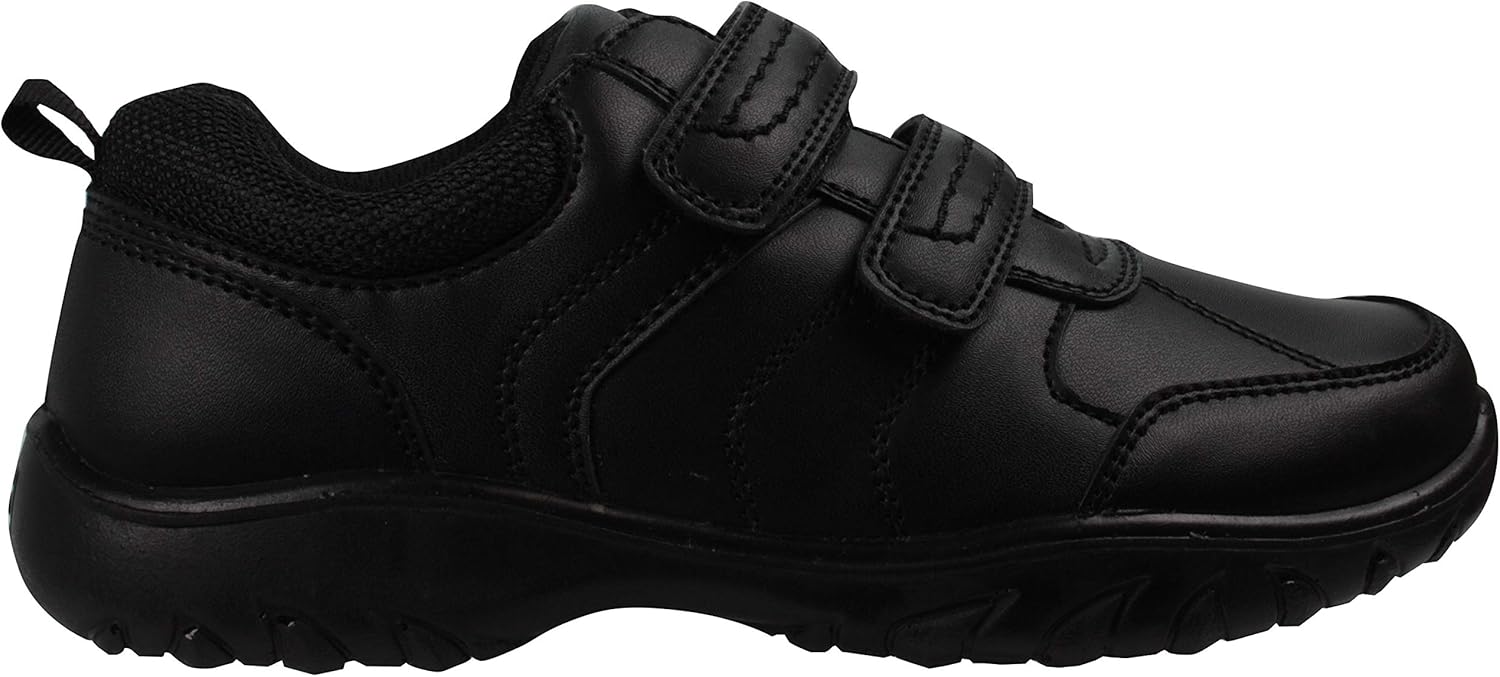 Boys Black School Shoes PU Leather Smart Dress Formal Easy On UK Sizes