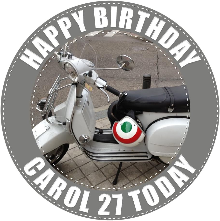 Scooter Mod Cake Topper 7.5 Inch Personalised Edible on Icing Sheet with HI-RES Image
