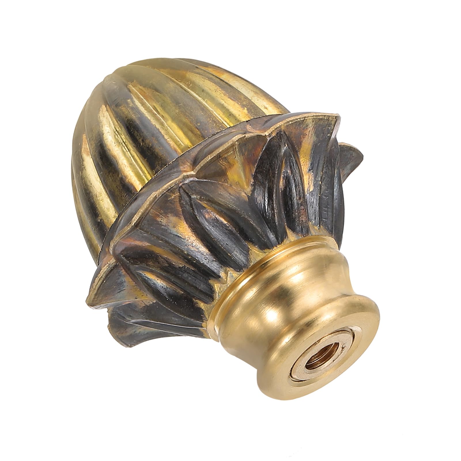 PATIKIL 42 x 48mm Lamp Finials Caps Knob, 1 Set Solid Brass Lamp Shade Top Decoration Screw Cap Nuts with Brass Reducing Adapter for Table Lamps Floor Lamps, Retro Vintage