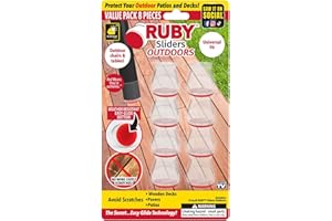 Ruby Sliders Outdoors AS-SEEN-ON-TV Premium Chair Covers Protect Outdoor Patios & Decks, Prevents Scratches, Stretchable, Fits Smaller Furniture Leg Sizes & Most Shapes, 8 Count(Pack of 1)