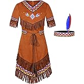 Frekuyrt Girls Native American Costume Indian Fancy Dress for Halloween Mardi Gras Dress Up