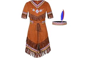 Frekuyrt Girls Native American Costume Indian Fancy Dress for Halloween Mardi Gras Dress Up