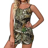 DSXSJQO Autumn Hunting Tree Camo Pattern Women's Satin Silk Pajamas 2pcs Set Top And Shorts Sleepwear