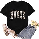 sallrue Nurse Shirt for Women School Registered Nurse Week T-Shirt Nursing Life Tees Tops