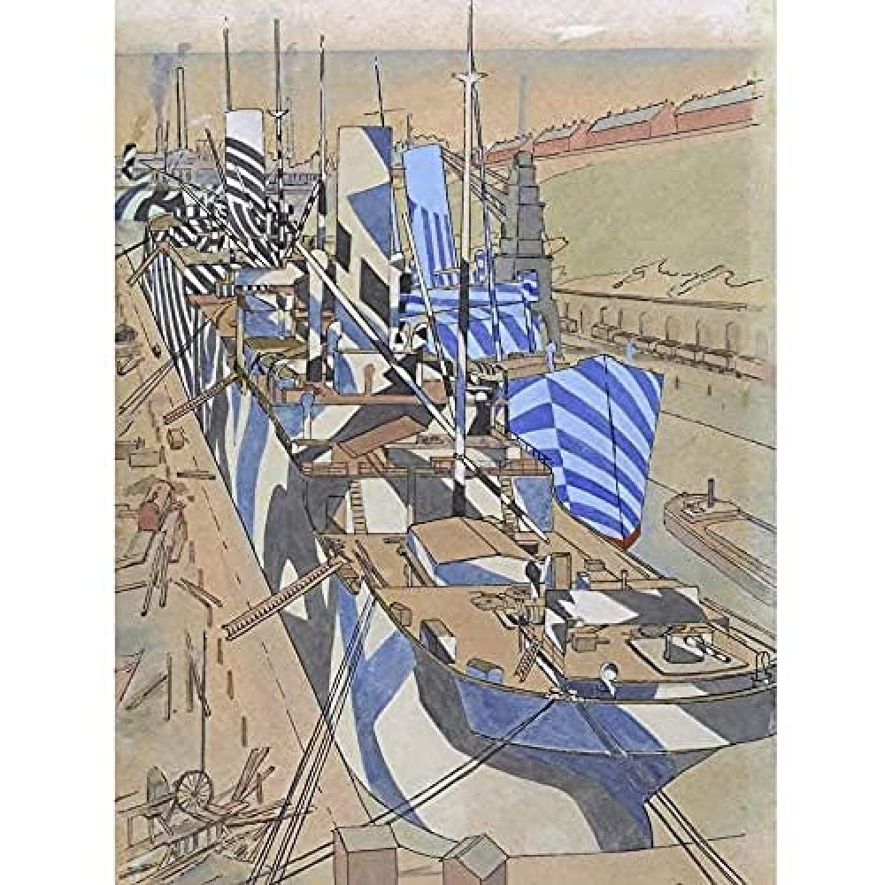 Taylor Herculaneum Dock Liverpool WWI Painting Art Print Canvas Premium Wall Decor Poster Mural