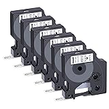 6-Pack Dymo D1 Label Tape 45013 Black on White 1/2