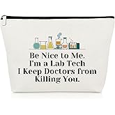 Gevody Lab Tech Gift Funny Lab Gifts Makeup Bag Lab Week Gifts Lab Employee Appreciation Gifts Lab Assistant Gifts Laboratory Technician Gifts Cosmetic Bag Birthday Gift Medical Lab Scientist Gifts
