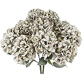 FAICOIA 2 Pcs Hydrangea Artificial Flowers Gray Faux Hydrangeas Flower Outdoor Artificial Flowers Bouquets Silk Hydrangea Flowers Stems for Home Decor Party Floral Arrangements Wedding Centerpieces