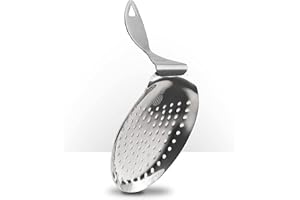 Piña Barware's The Bender - Stainless Steel Commercial Bent Handle Julep Style Cocktail Bar Strainer, Brushed Finish