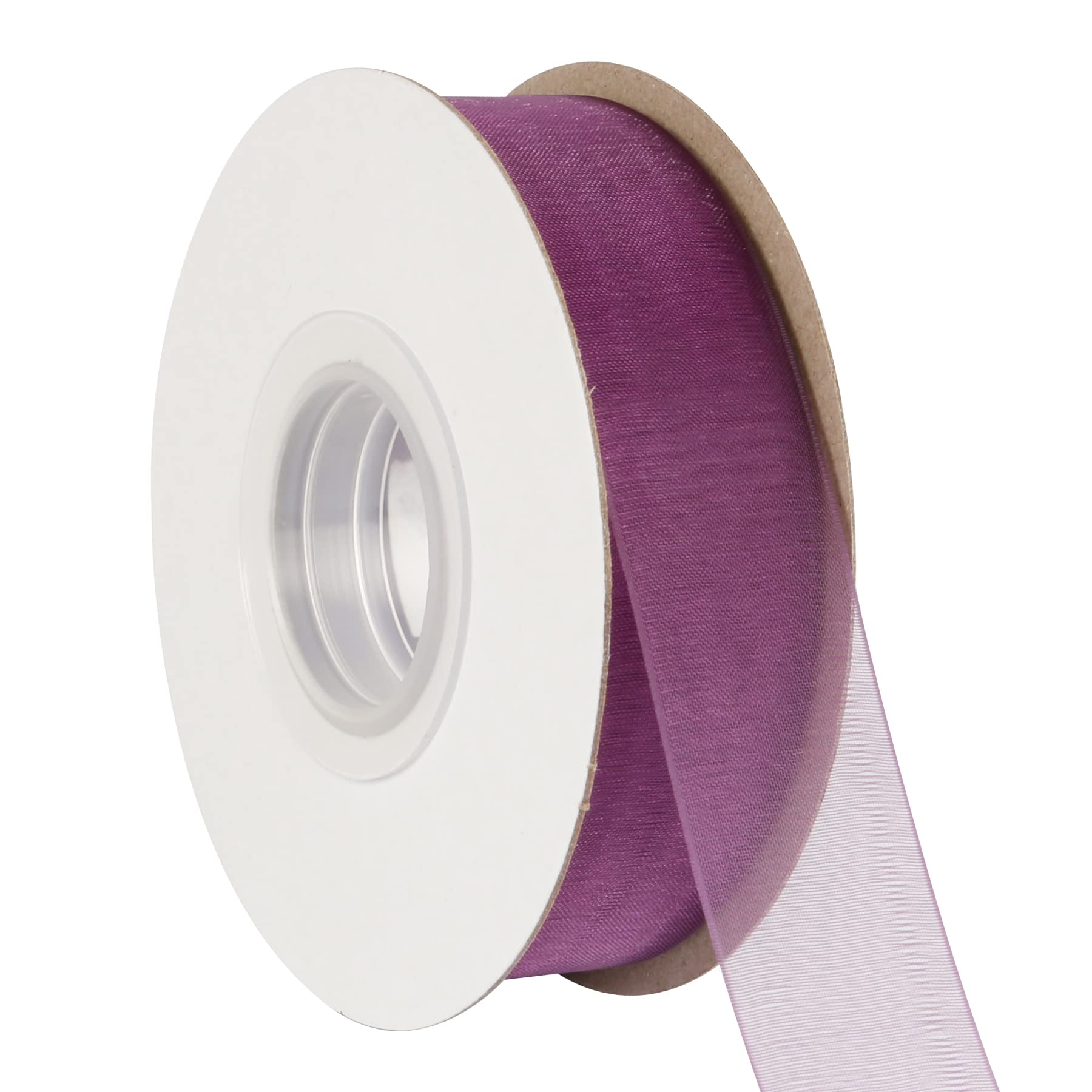 AVANAVA 25mm Wide Sheer Organza Ribbon Multi-Colors for Gift Wrapping Bouquet Wedding Decoration Floral Arrangement - 45 Meters (Plum)