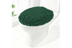 Baahrnom Soft Chenille Toilet Lid Cover 19.5L x 18.5W Machine Washable Toilet Seat Cover Adjustable Rubber Backing Fits Most Round Elongated and Oblong Lids