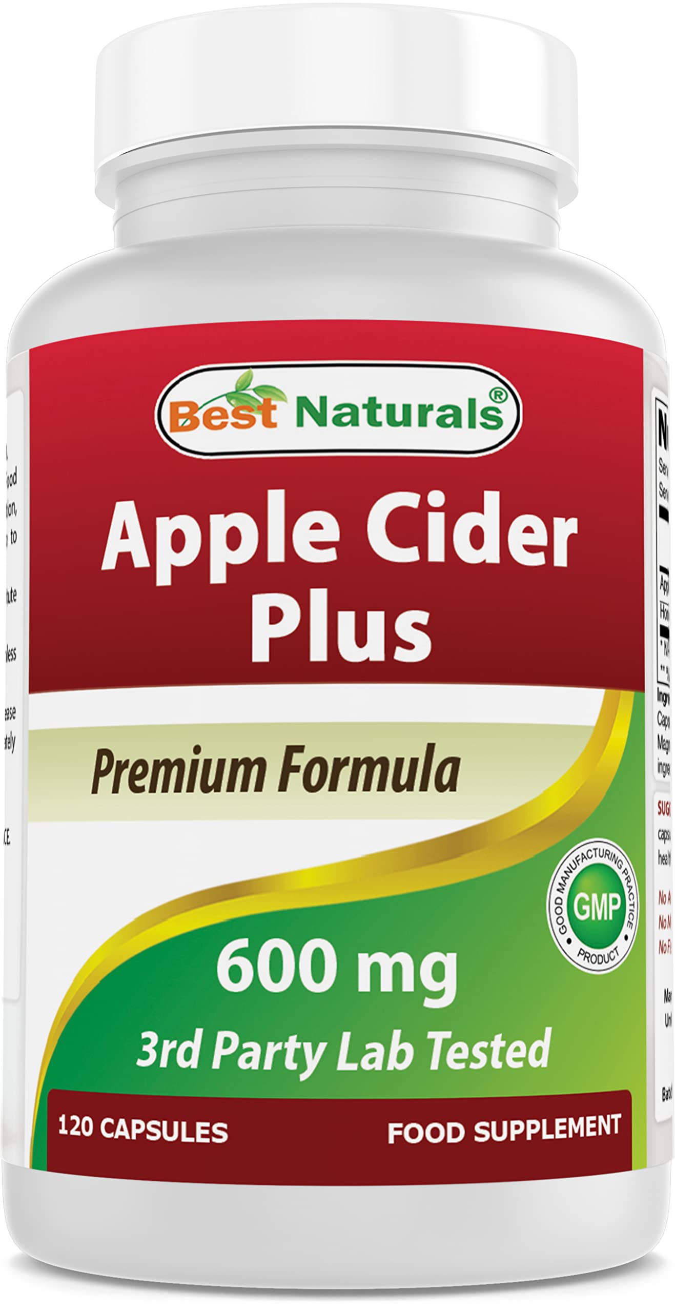 Best Naturals Apple Cider Vinegar Plus 500 Mg 120 Capsules
