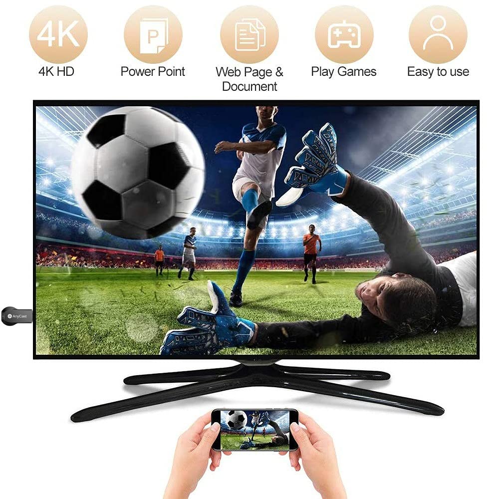 4K 1080P Wireless Display Receiver 5G/2.4G Dual Band, SmartSee WiFi HD Mobile Screen Cast Mirroring Adapter Dongle for iPhone Mac iOS Android to TV Projector Support Miracast Airplay DLNA
