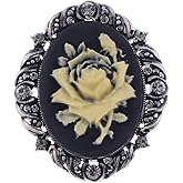 Alilang Vintage Inspired Antique Reproduct Rose Pink Crystal Flower Cameo Pin Brooch