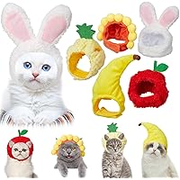 Weewooday 5 Pieces Cat Hat Cat Costume Bunny Hat with Ears Funny Banana Pineapple Cat Hat for Cats and Small Dogs Kitten Pupp