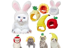 Weewooday 5 Pieces Cat Hat Cat Costume Bunny Hat with Ears Funny Banana Pineapple Cat Hat for Cats and Small Dogs Kitten Pupp