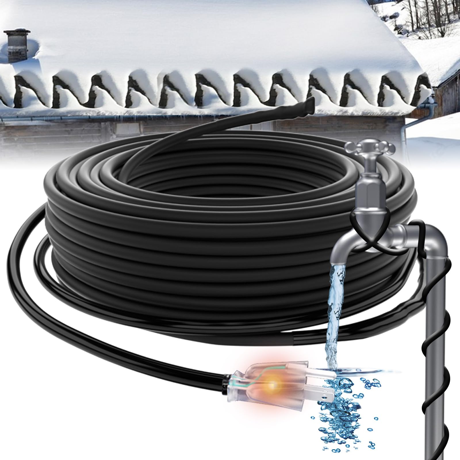 Photo 1 of HEATIT JHSF1 Self Regulating Pre-Assembled Heating Cable 75-feet 120V Roof deicing and Pipe freeze Protection
