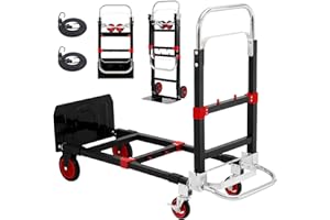 OYOEST 2025 New Upgrade Hand Truck Dolly Heavy Duty 660lbs Capacity,3 in 1 Folding Hand Truck with Telescoping Handles and Rubber Wheels,Portable Dolly Cart with Brakes and Bungee Cords for Moving