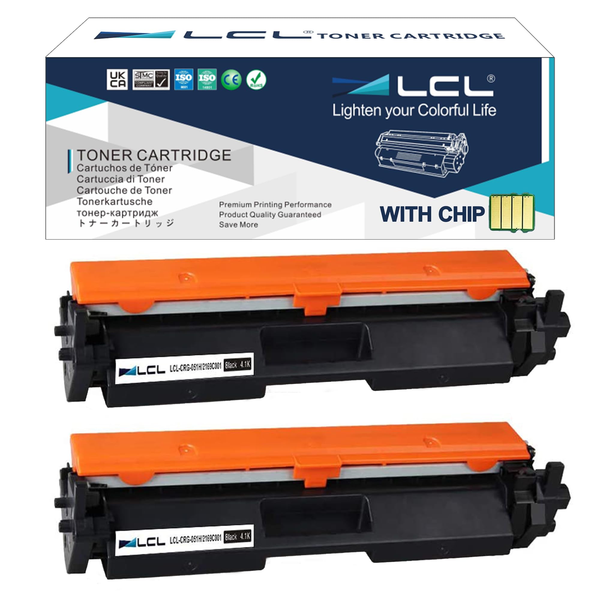 LCL Compatible Toner Cartridge 051 CRG051 CRG-051 2168C002 (2Black) Replacement for Canon ImageCLASS LBP162dw MF267dw MF269dw LBP160 Series MF260 Series