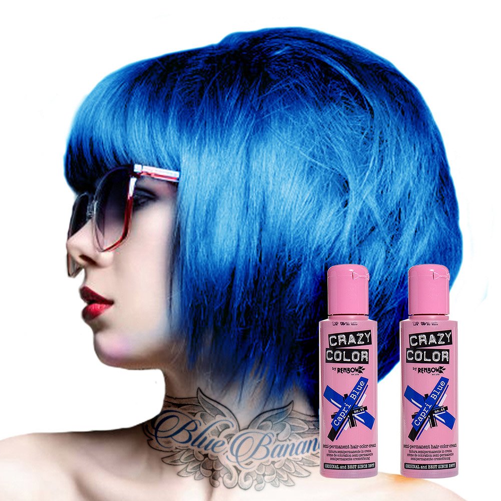 2x Crazy Color SemiPermanent Hair Dye 2x 100ml (Capri Blue) Amazon.co